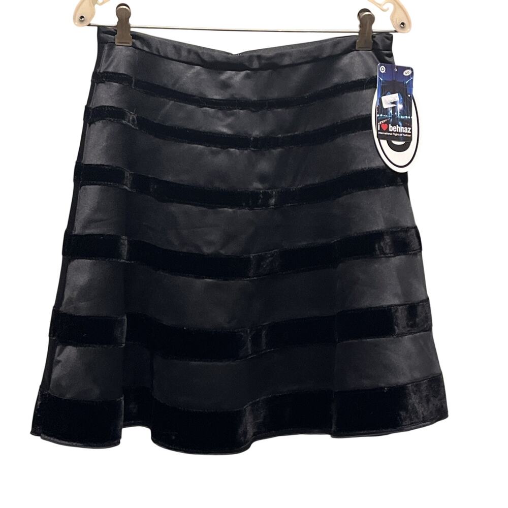 Behnaz Sarafpour for Target Skirt Women Small Black A-Line Mixed Velvet Striped